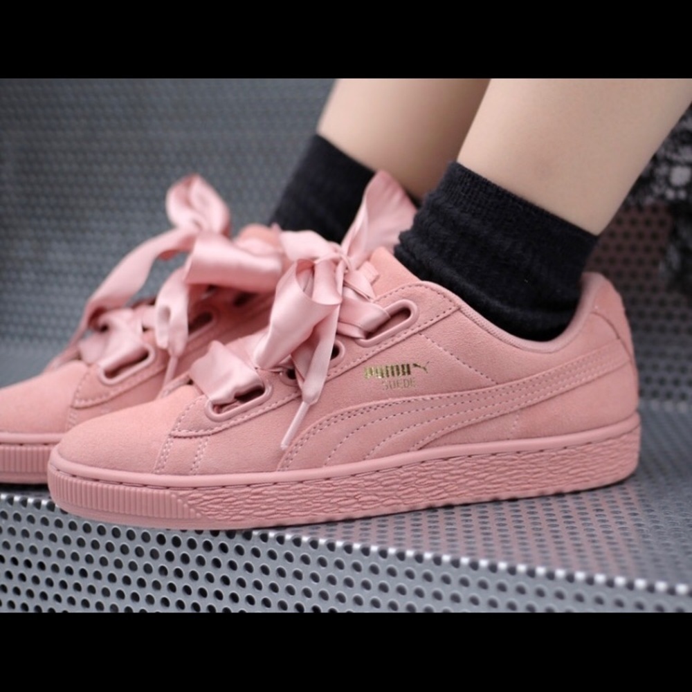 Puma Suede Heart Satin II Dusty Rose Sneakers - Picture 6 of 8